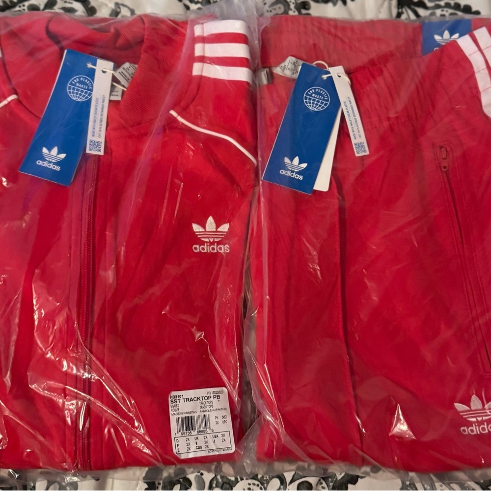 Adidas Red Track Jacket and Pants Set